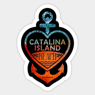 Catalina Island Beach, California, Sandy Heart Ship Anchor Sticker